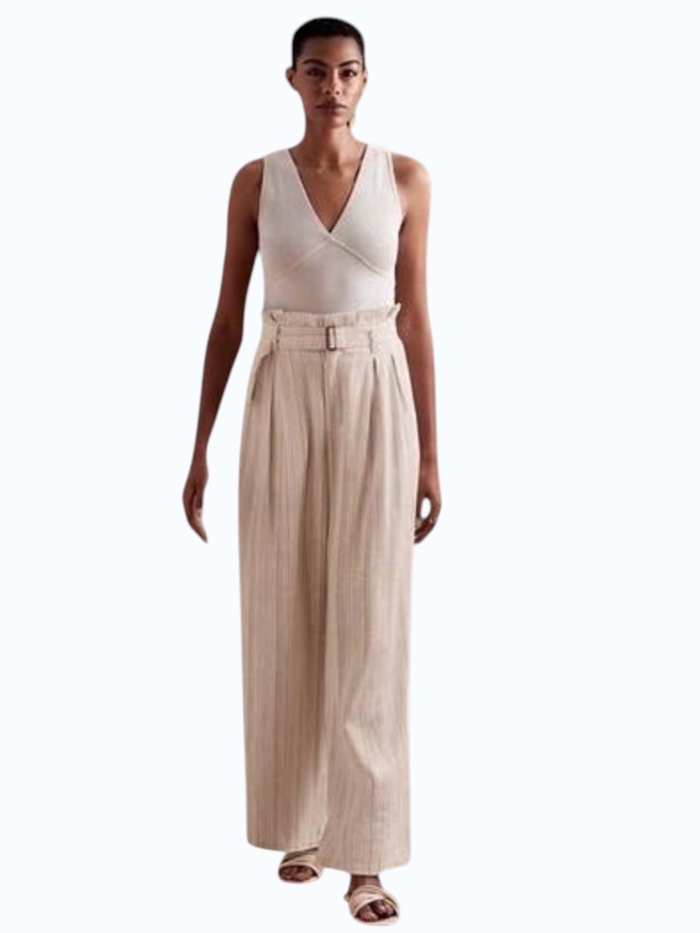 Banana Republic Linen-blend Striped Paperbag Pant Size 10
